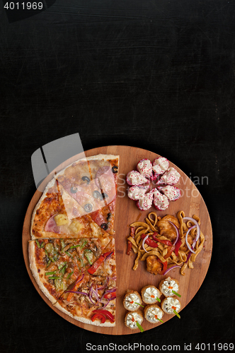 Image of pizza and sushi