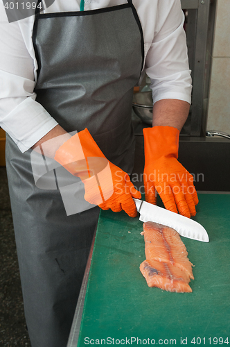 Image of cutting salmon fish