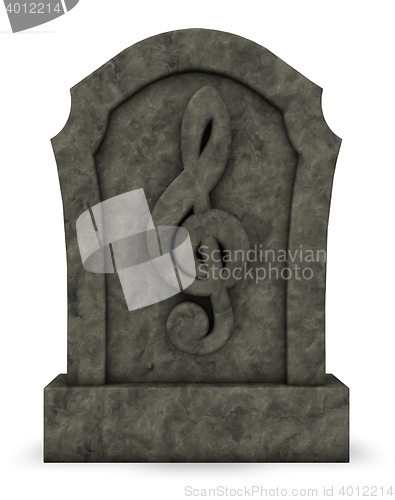 Image of gravestone with clef symbol - 3d rendering