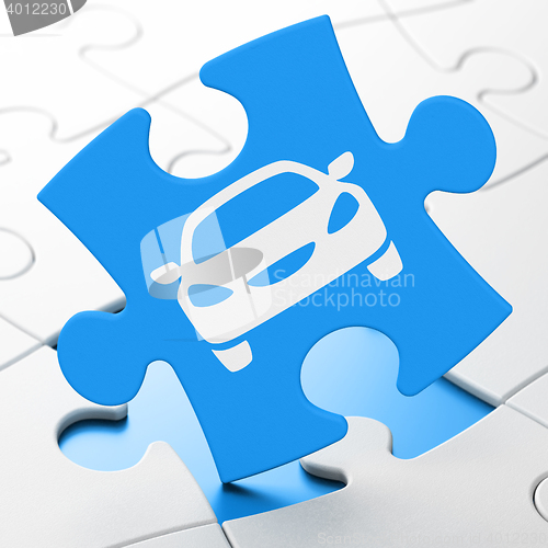 Image of Vacation concept: Car on puzzle background
