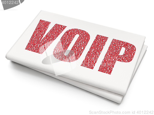 Image of Web design concept: VOIP on Blank Newspaper background