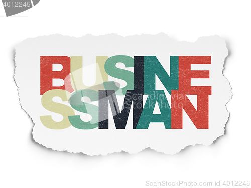 Image of Finance concept: Businessman on Torn Paper background