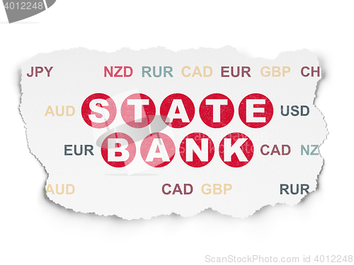 Image of Money concept: State Bank on Torn Paper background