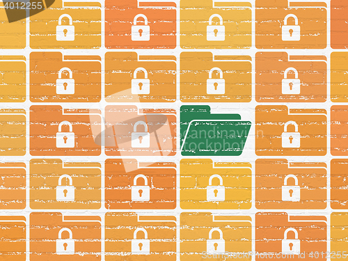 Image of Protection concept: folder icon on wall background