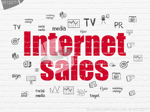 Image of Marketing concept: Internet Sales on wall background