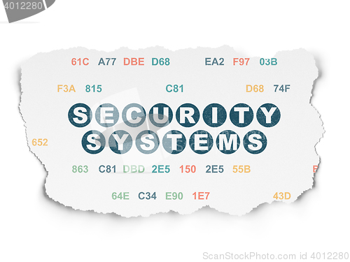 Image of Security concept: Security Systems on Torn Paper background