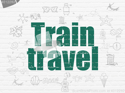 Image of Tourism concept: Train Travel on wall background