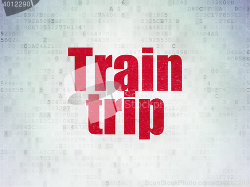 Image of Travel concept: Train Trip on Digital Data Paper background