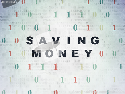Image of Finance concept: Saving Money on Digital Data Paper background