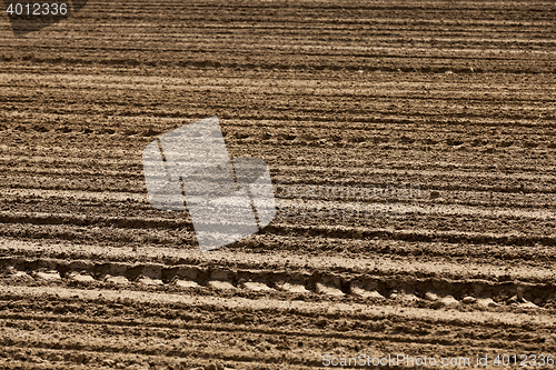 Image of plowed land. close-up