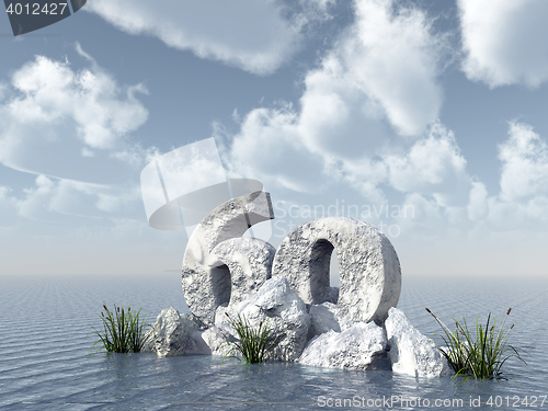 Image of number sixty rock at water - 3d illustration