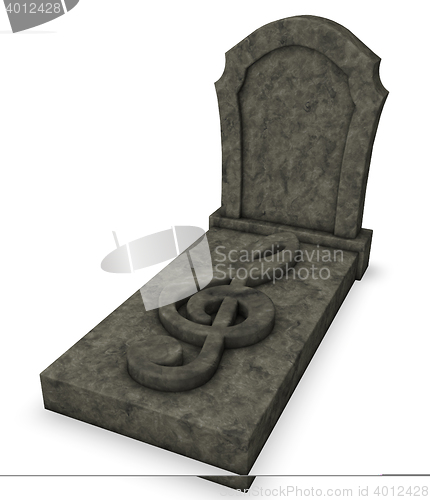 Image of gravestone with clef symbol - 3d rendering