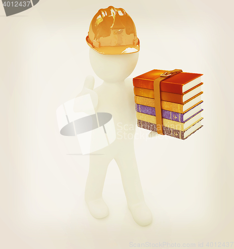 Image of 3d man in a hard hat with thumb up presents the best technical l