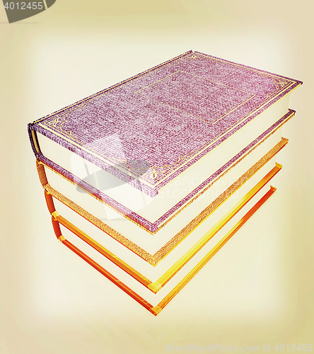 Image of The stack of books . 3D illustration. Vintage style.