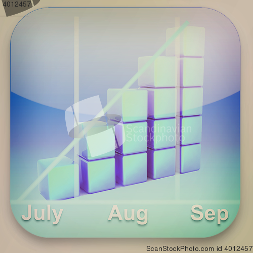 Image of 3d graph icon . 3D illustration. Vintage style.
