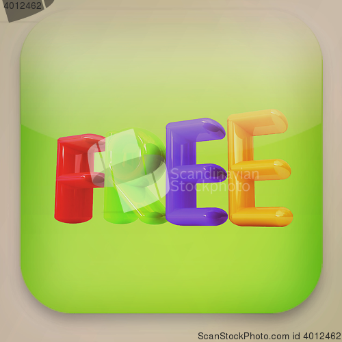 Image of \"Free\" colorful icon . 3D illustration. Vintage style.