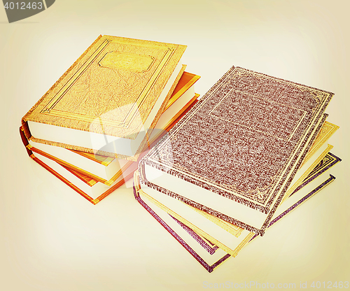 Image of The stack of books. 3D illustration. Vintage style.