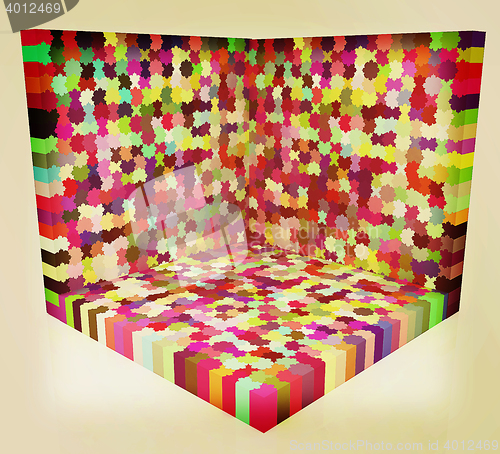 Image of Many-colored puzzle pattern. 3D illustration. Vintage style.