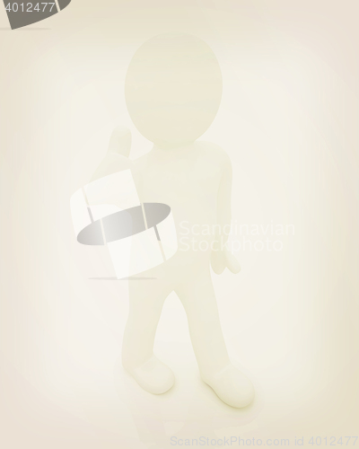 Image of 3d man with thumb up . 3D illustration. Vintage style.