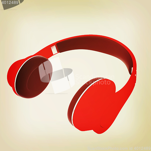 Image of headphones. 3D illustration. Vintage style.