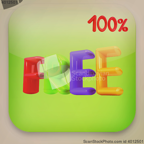 Image of \"Free\" colorful icon . 3D illustration. Vintage style.