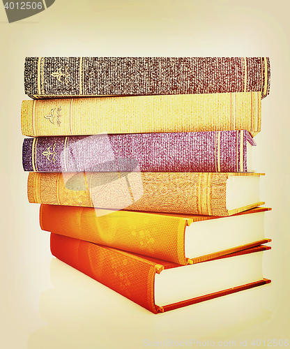 Image of The stack of books. 3D illustration. Vintage style.