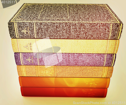 Image of The stack of books . 3D illustration. Vintage style.