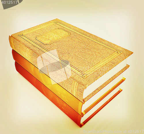 Image of The stack of books . 3D illustration. Vintage style.