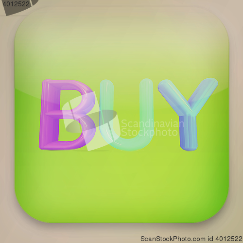 Image of \"Buy\" colorful icon . 3D illustration. Vintage style.