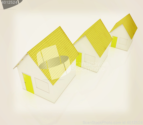Image of Houses. 3D illustration. Vintage style.