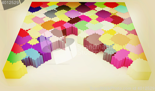 Image of Many-colored puzzle pattern. 3D illustration. Vintage style.