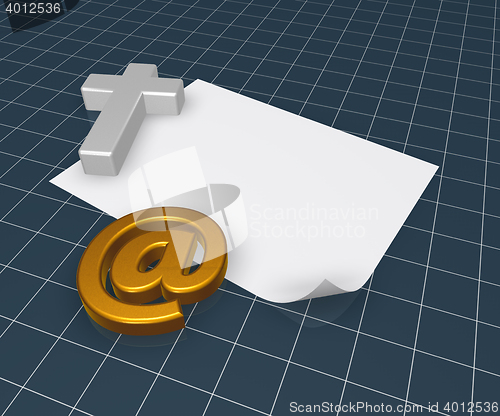 Image of christian cross and email symbol - 3d rendering