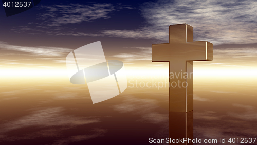 Image of christian cross under cloudy sky - 3d rendering