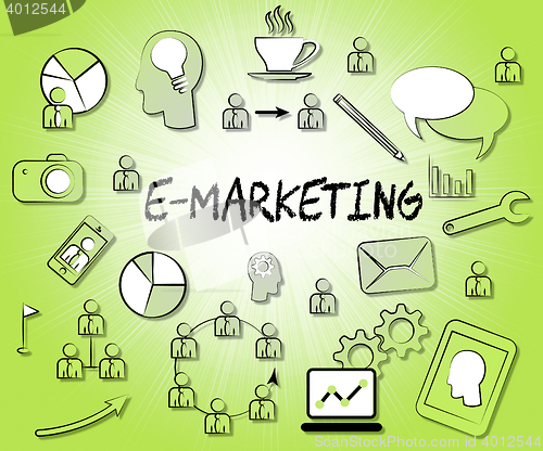Image of Emarketing Icons Represents Internet Promotions And Selling