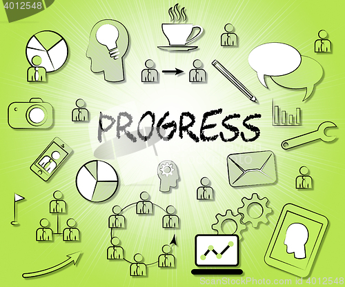 Image of Progress Icons Show Betterment Headway And Advancement