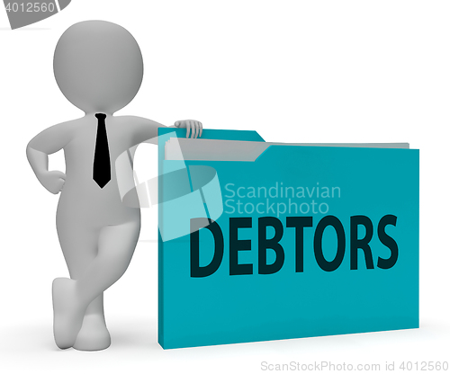 Image of Debtors Folder Indicates Lender Debt 3d Rendering