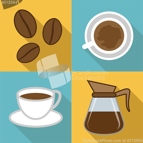 Image of Coffee Icons Represents Restaurant And Cafeteria Beverages
