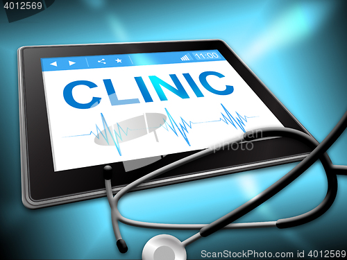 Image of Clinic Tablet Means Medicine Online 3d Ilustration