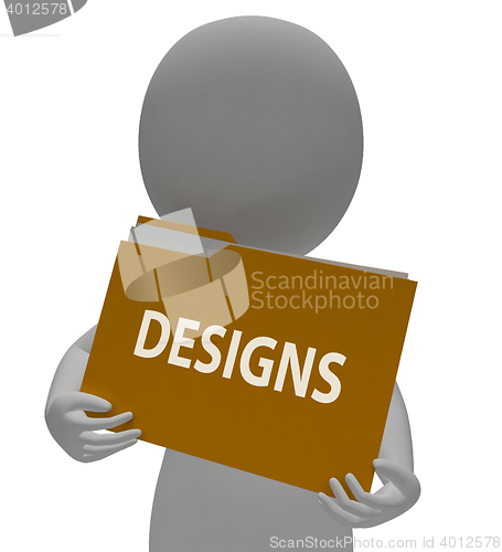 Image of Designs Folder Represents Layout Creativity 3d Rendering