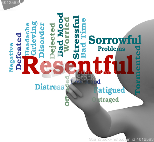 Image of Resentful Word Means Envious And Grudging 3d Rendering