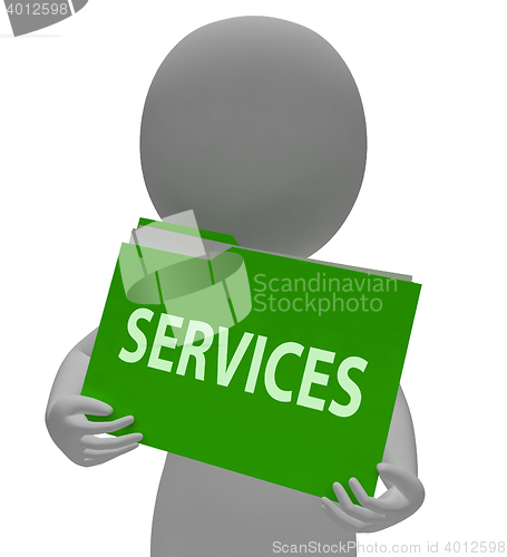 Image of Services Folder Means Customer Service 3d Rendering
