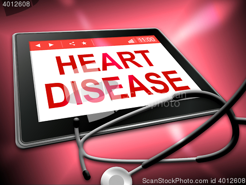 Image of Heart Disease Tablet Indicates Online Cardio 3d Illustration