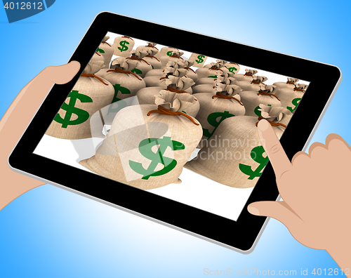 Image of American Dollars Sacks Show Savings Online 3d Illustration
