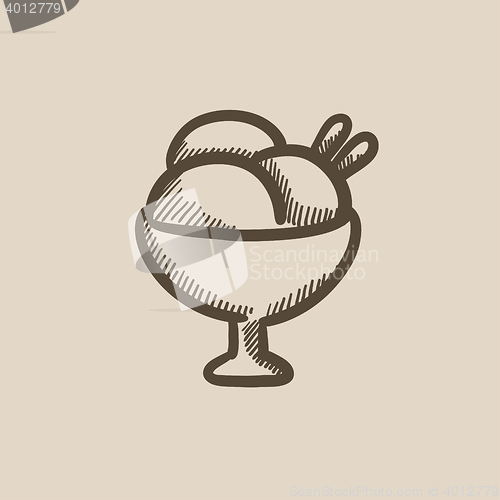 Image of Cup of an ice cream sketch icon.