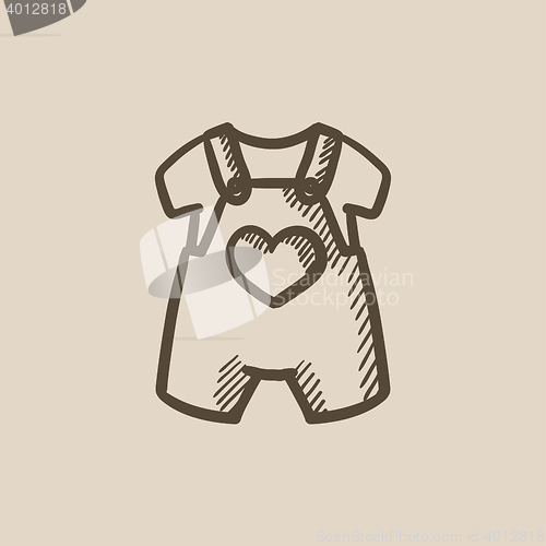 Image of Baby overalls and shirt sketch icon.