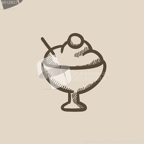 Image of Cup of ice cream sketch icon.