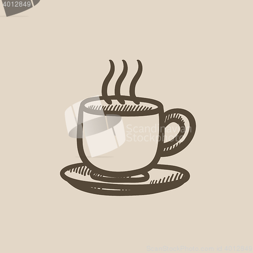 Image of Cup of hot drink sketch icon.