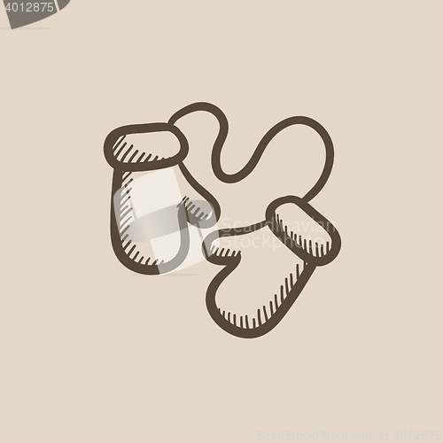 Image of Baby mittens sketch icon.