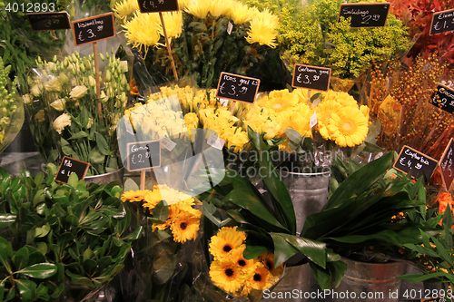 Image of Various flowers in a flower shop
