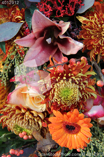 Image of Flower arrangement in autumn colors